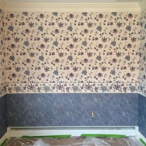 before/ after of a wall paper removal job in Wenonah, NJ